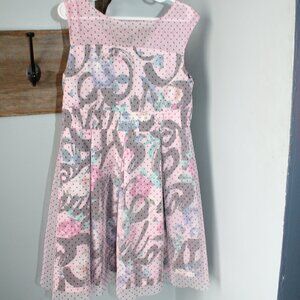 Pippa & Julie Size 8 Dress Pink Tulle Polka Dots